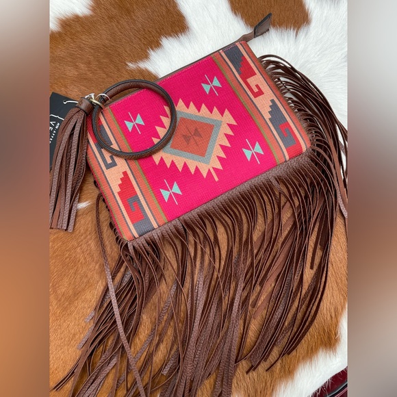Southwest Fringe Wristlet Bag - Picture 1 of 3